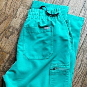 FIGS Women's High Waisted Yola Skinny Scrub Pants Oasis Teal Size Large
